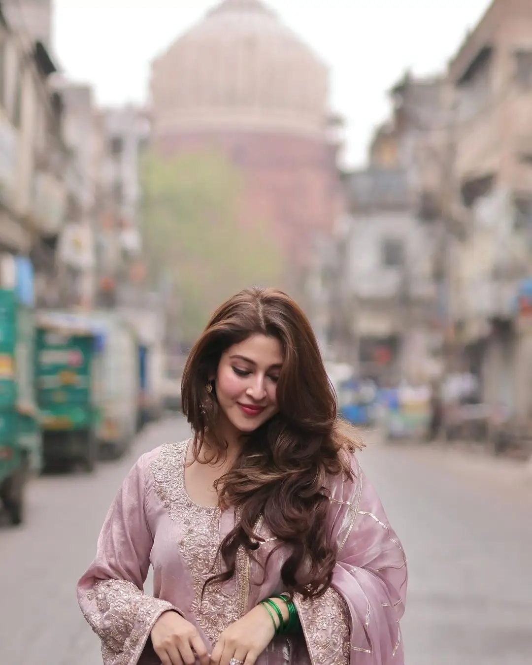 Sonarika Bhadoria Wearing Indian Traditional Pink Gown